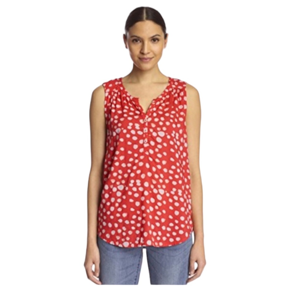 Velvet By Graham & Spencer Febe Royalty Tank Top Red & White Polka Dots Size XS